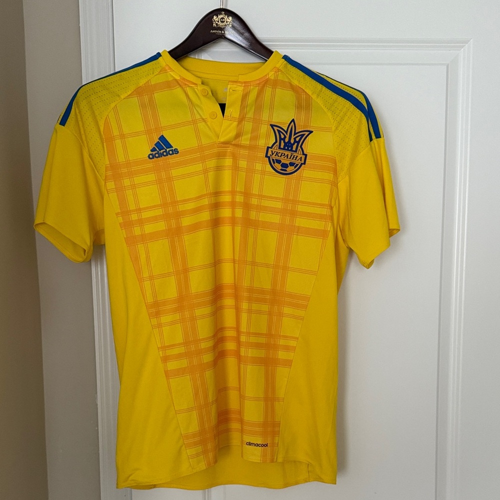 Adidas Yellow and Blue Team Ukraine Soccer Jersey